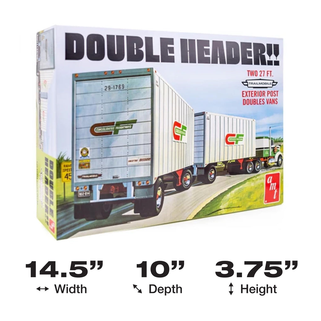 AMT 1132 1/25 Double Header Tandem Van Trailers Truck Model Kit Trailmobile