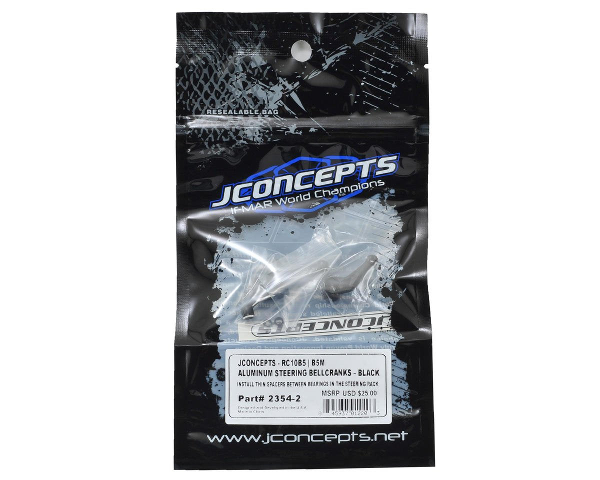J Concepts JCO23542 ALUMINUM STEERING BELL CRANKS RC10B5/ B5M/ T5M - BLACK