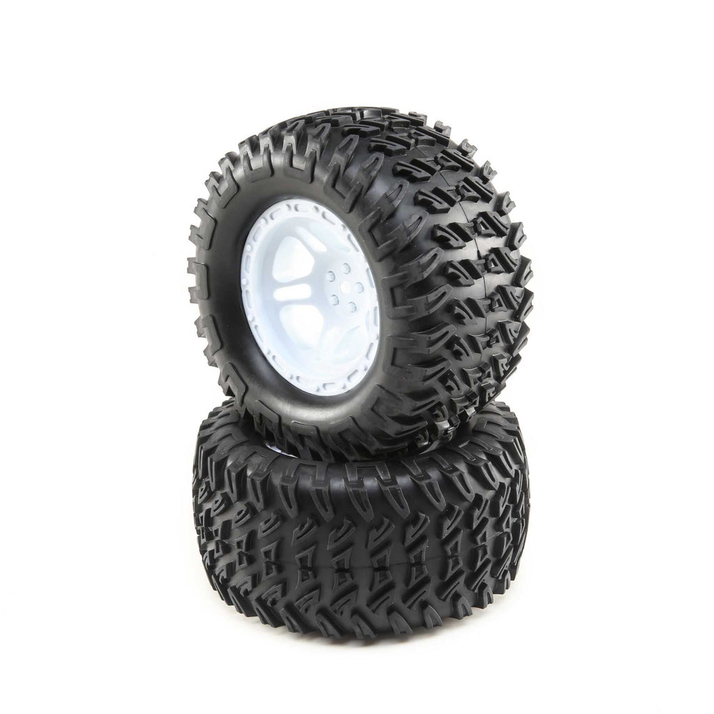Losi LOS43017 Tires, Mounted White (2): Tenacity Monster Truck