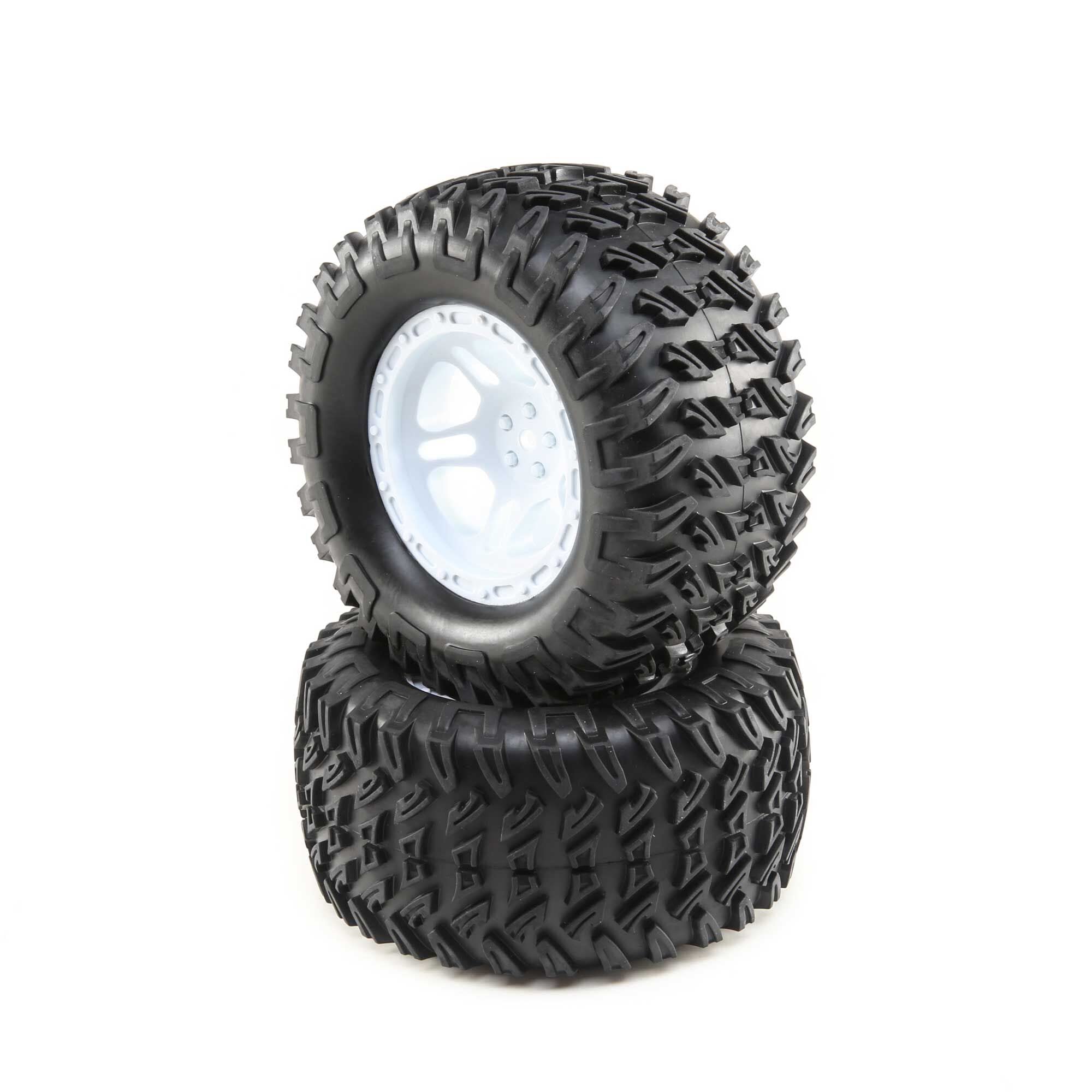 Losi LOS43017 Tires, Mounted White (2): Tenacity Monster Truck