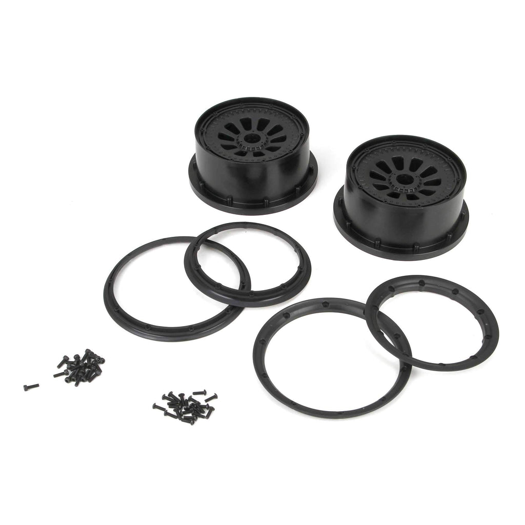 Losi LOSB7034 Wheel & Beadlock Set, Black (2), 5T
