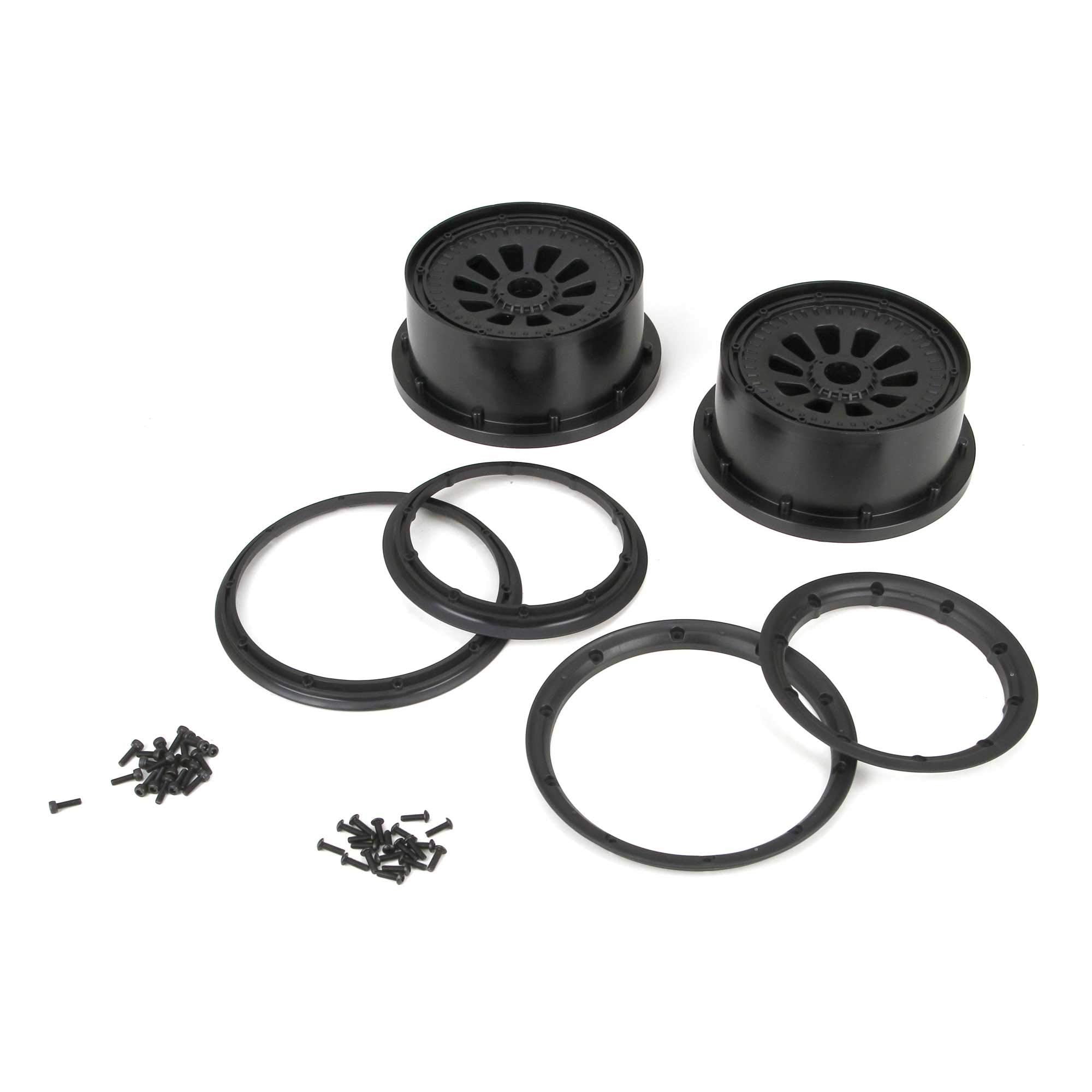 Losi LOSB7034 Wheel & Beadlock Set, Black (2), 5T