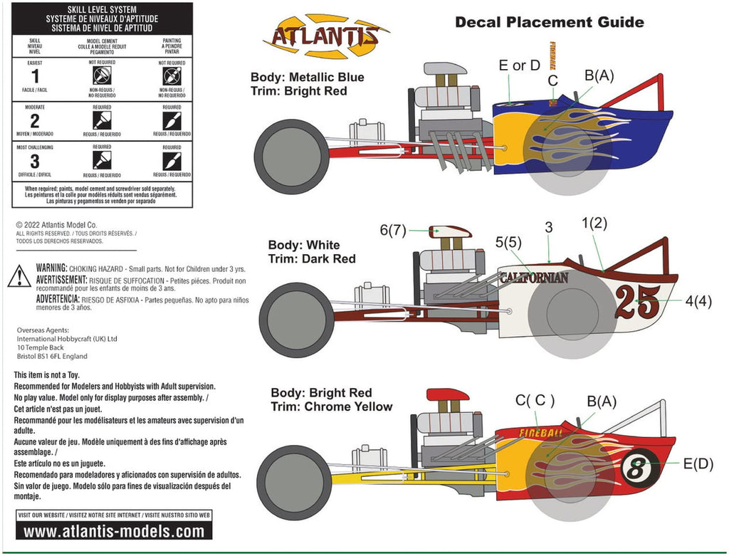 Atlantis M6710 Fireball Slingshot Dragster 1:24 Model Kit