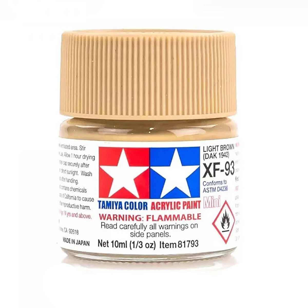 Tamiya 81793 Acrylic Paint Mini XF-93 Light Brown DAK 1942, 10ml Bottle