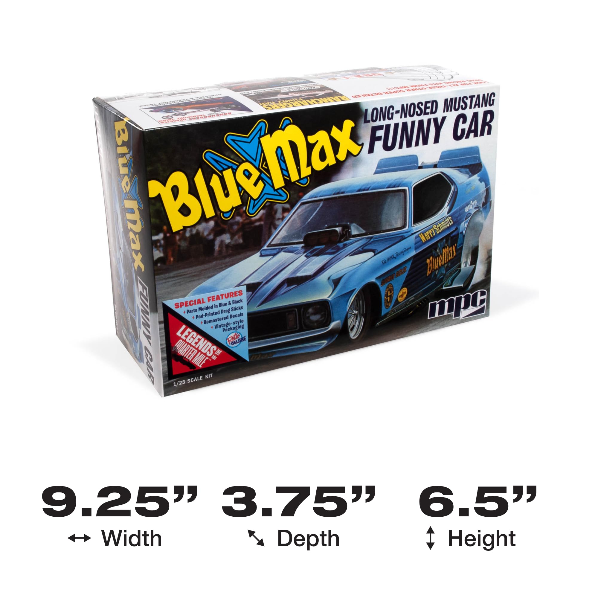 MPC 930 1/25 Scale Blue Max Long-Nosed Mustang Funny Car Plastic Model Kit