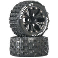 DuraTrax DTXC3556 Pistol ST C2 Tires/Black Wheels 1/2" OffSet (2): 2wd Rustler