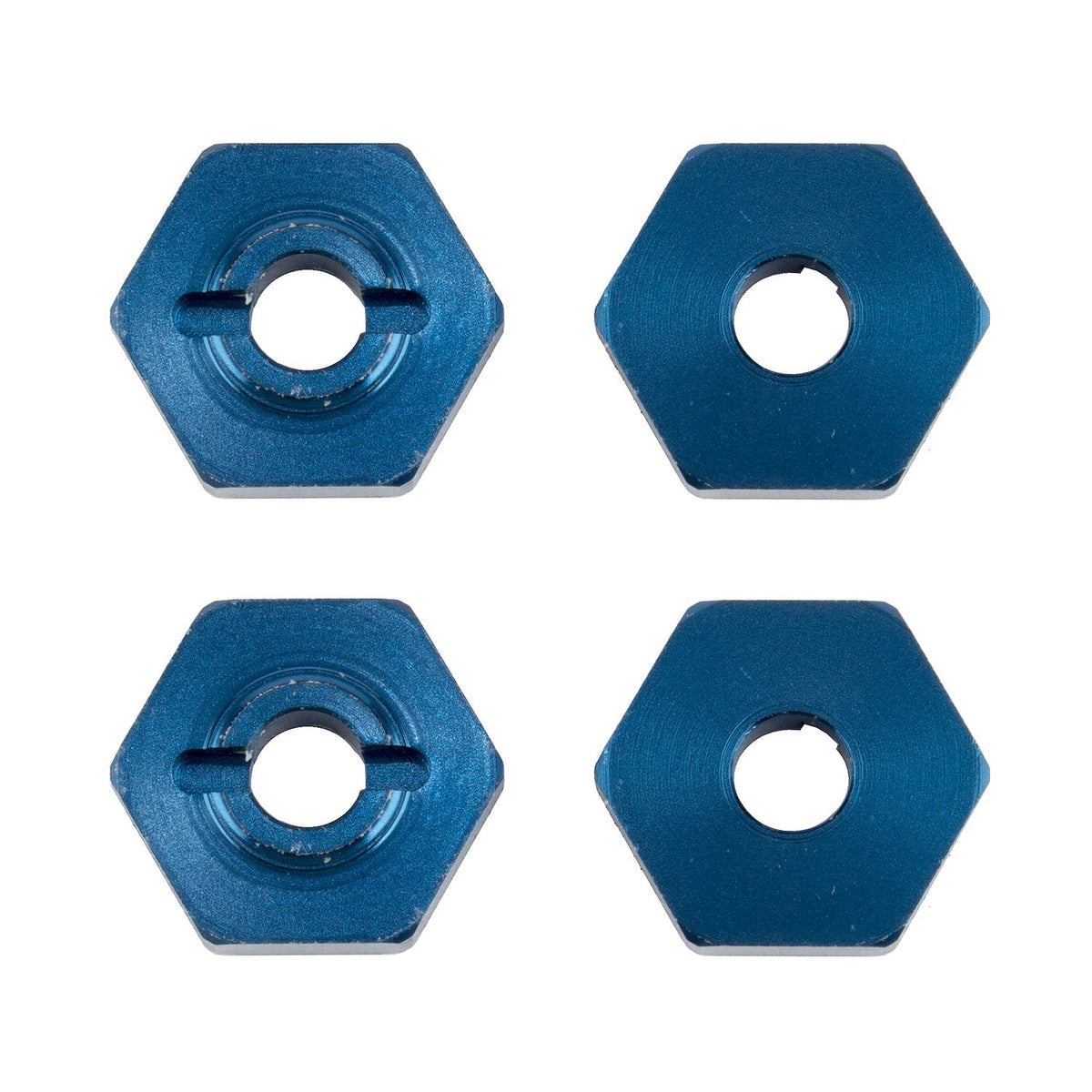 Team Associated 21562 1:14 Wheel Hexes, Blue Aluminum