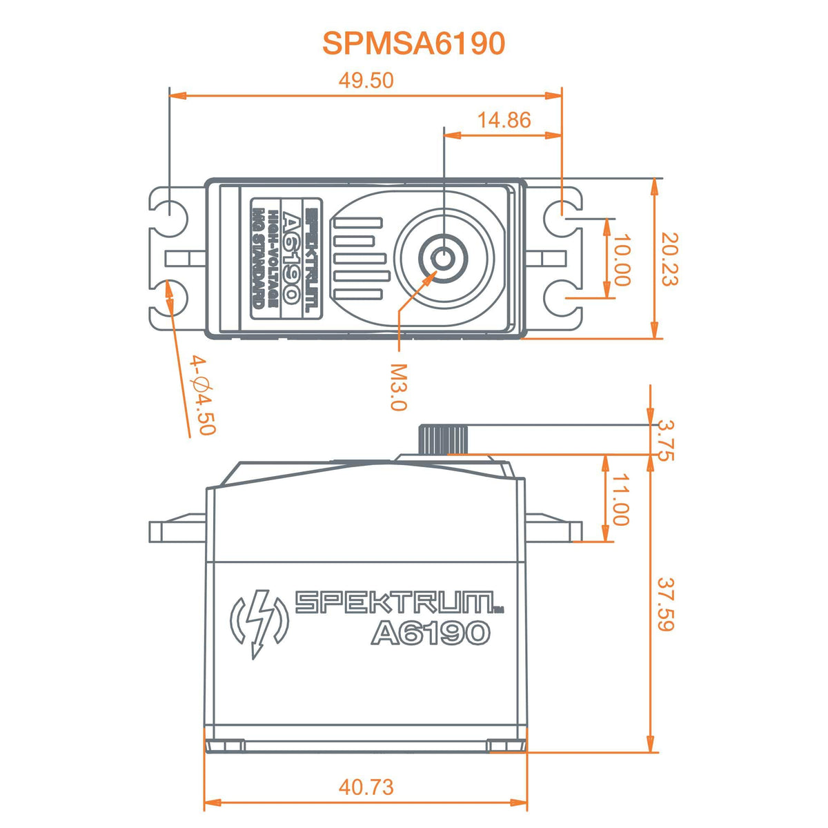 Specktrum SPMSA6190 A6190 Standard Metal Gear HV Servo