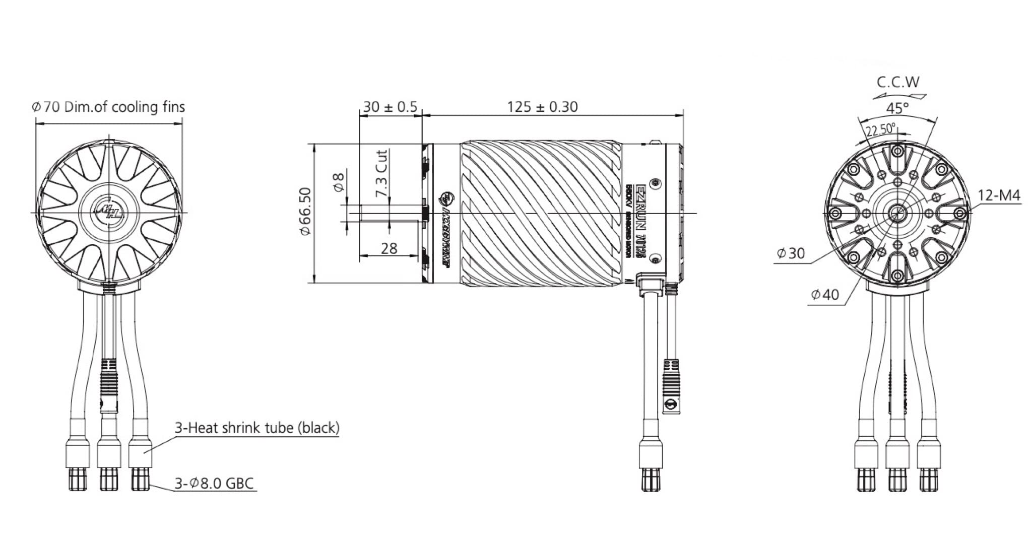 Hobbywing 30402850 EzRun 70125SD 560kV Motor