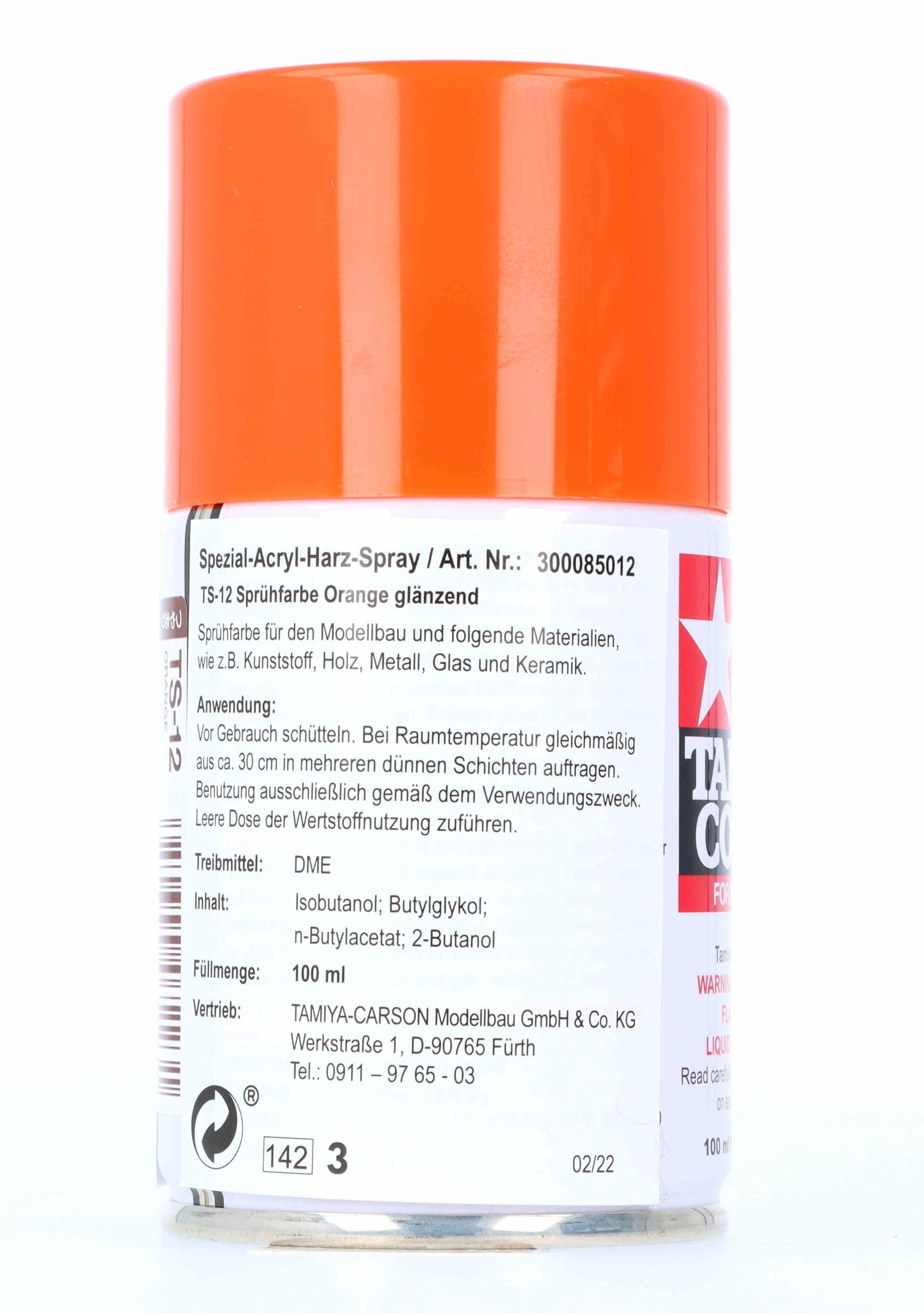 Tamiya 85012 Spray Lacquer TS-12 Orange - 100ml Spray Can
