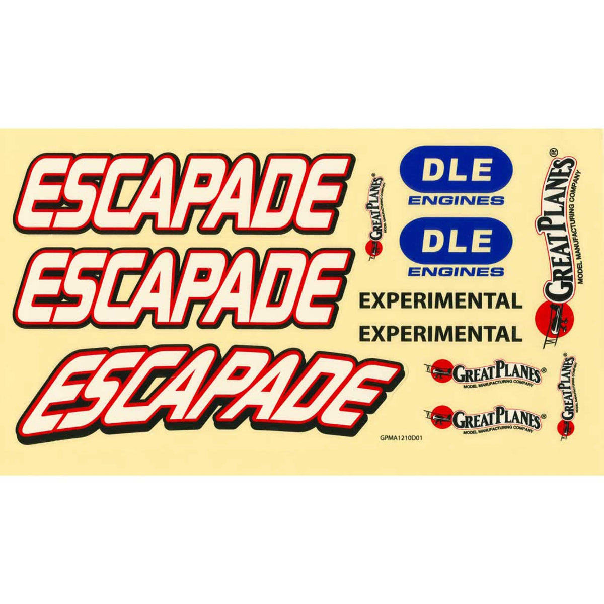 Great Planes GPMA5392 Decals Escapade MX 30cc/EP ARF