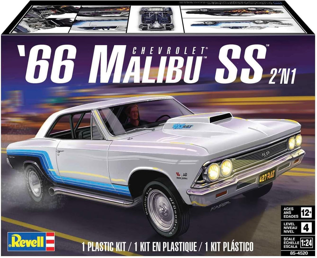 Revell 85-4520 1966 Chevy Malibu SS 2-in-1 Street/Drag 1/24 Plastic Model Kit