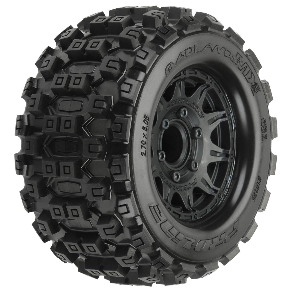 Pro-Line 1012510 Badlands MX28 2.8 All Terrain Tires, Mounted on Raid Black