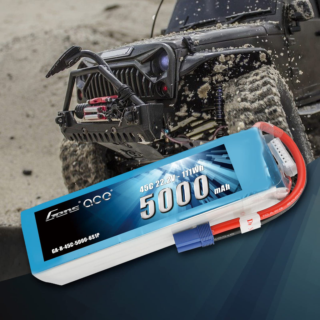 Gens Ace 50006S45E5 5000mAh 22.2V 45C 6S1P Lipo Battery Pack with EC5