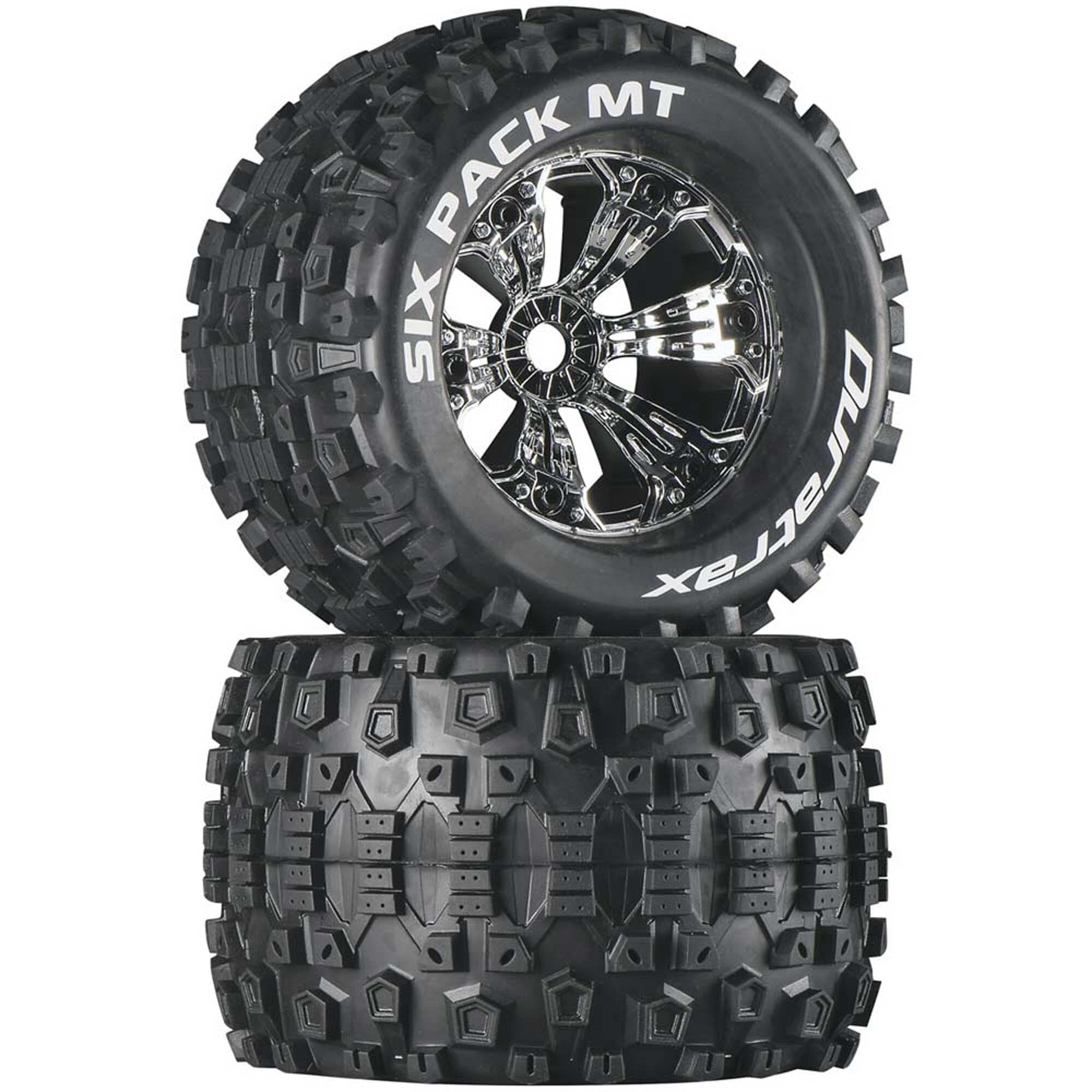 DuraTrax DTXC3585 Six Pack MT 3.8 Mounted 1/2 Offset Chrome (2)