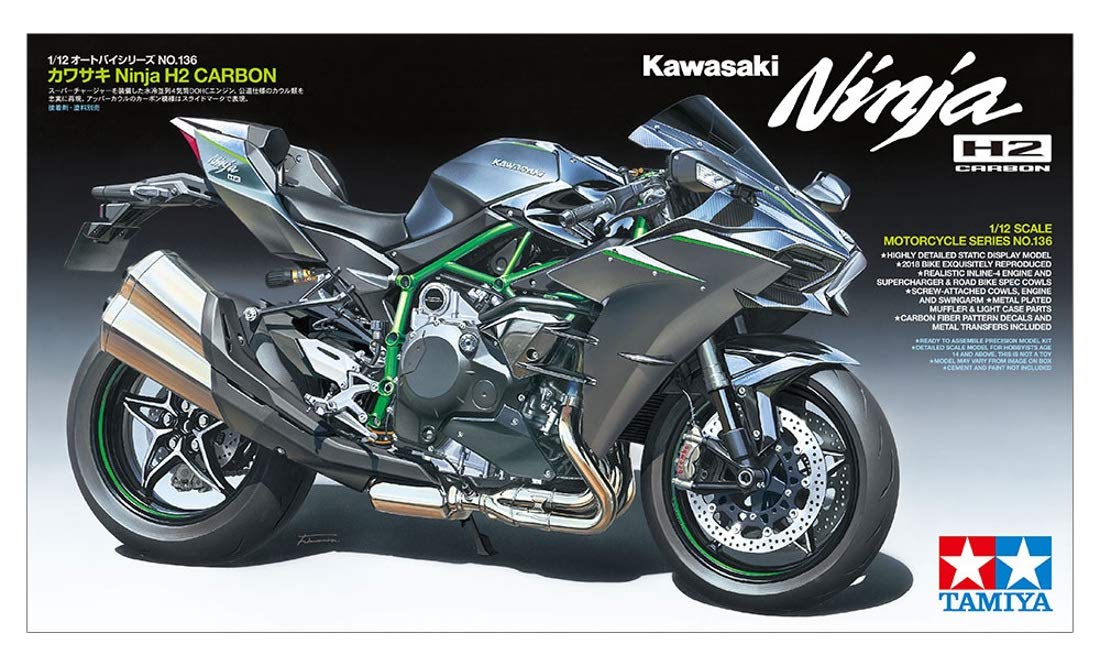 Tamiya 14136 1/12 Kawasaki Ninja H2 Carbon Model Kit