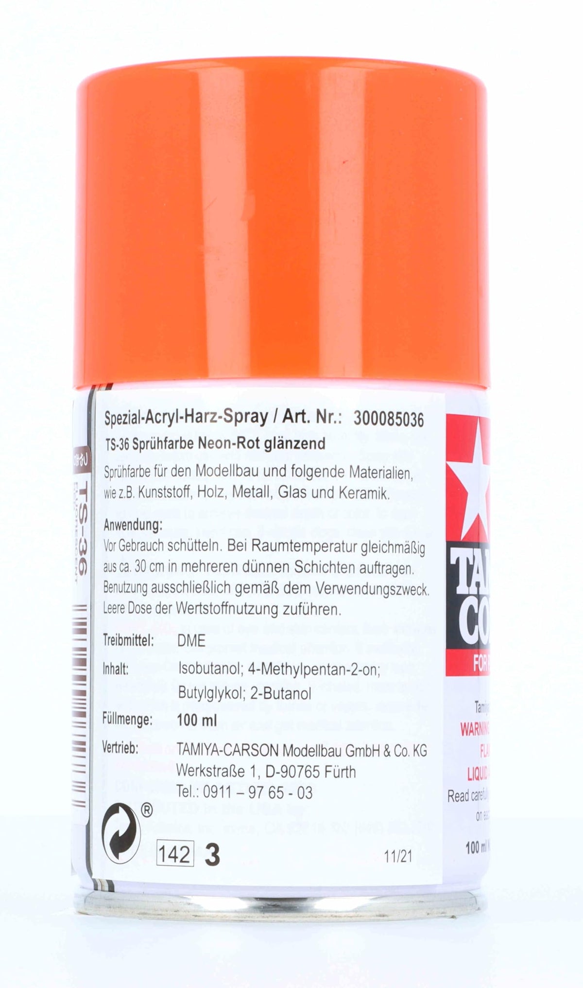 Tamiya 85036 Spray Lacquer TS-36 Fluorescent Red - 100ml Spray