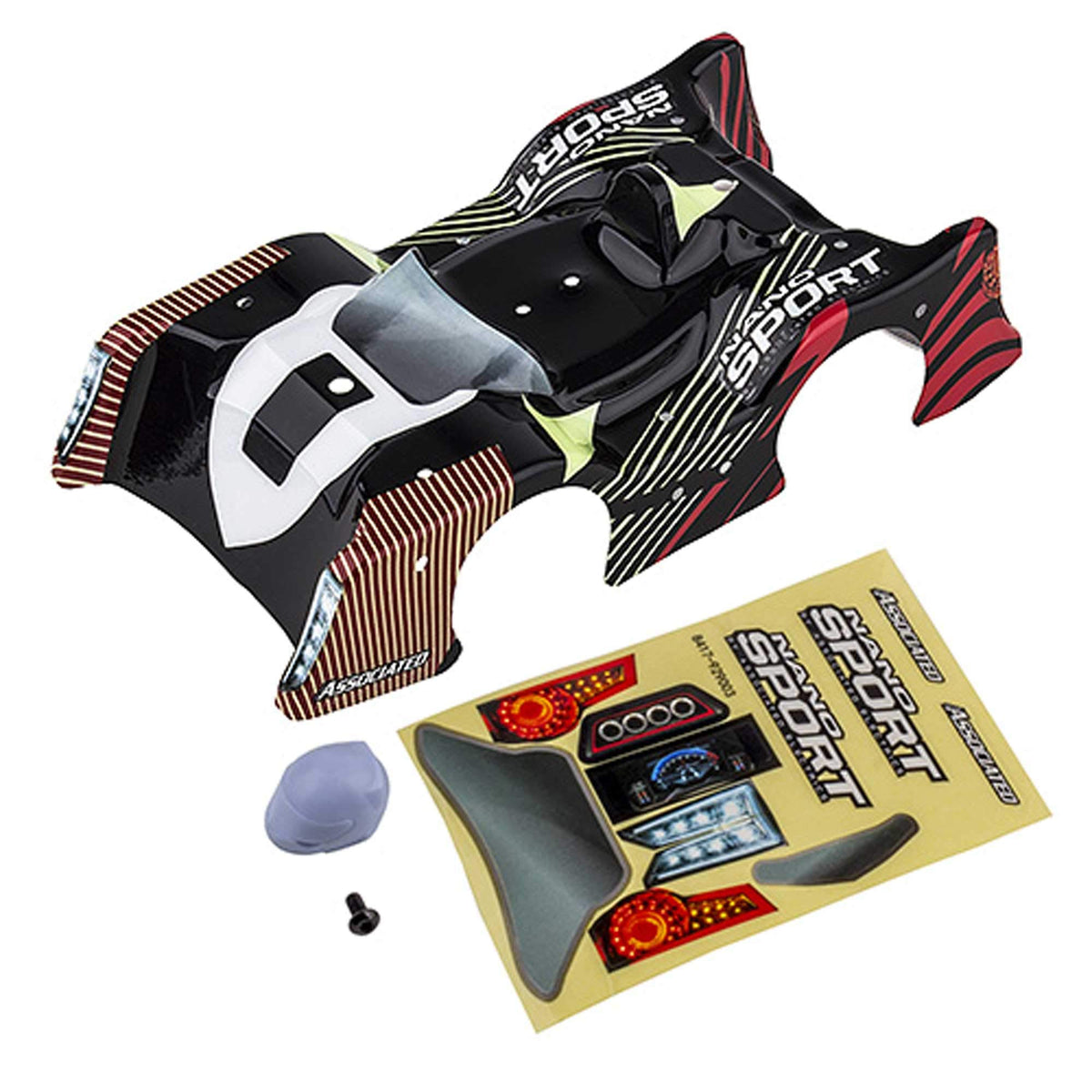 Team Associated 21602 NanoSport Red and Black Body, with decals