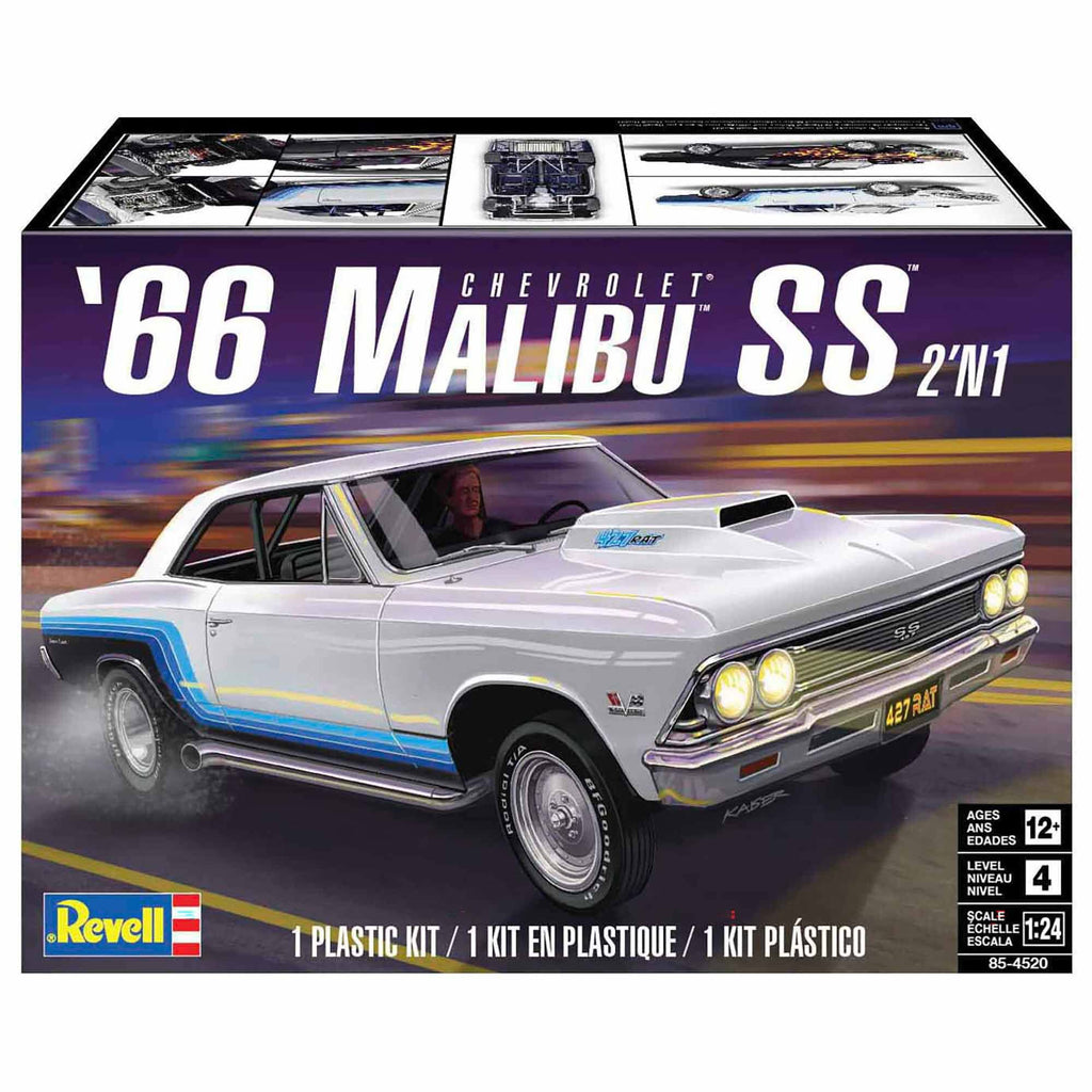 Revell 85-4520 1966 Chevy Malibu SS 2-in-1 Street/Drag 1/24 Plastic Model Kit