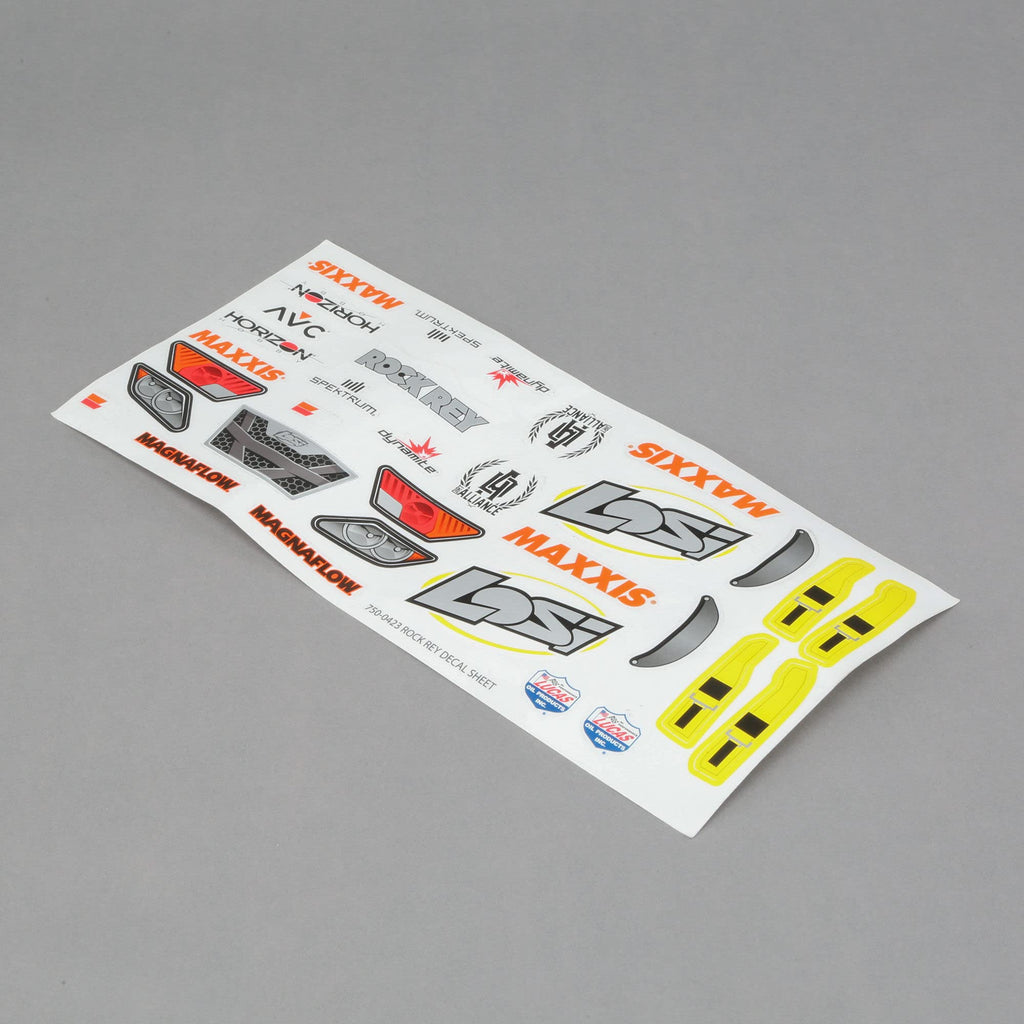 Losi LOS239001 Flrsnt Yellow Decal Sheet: Rock Rey