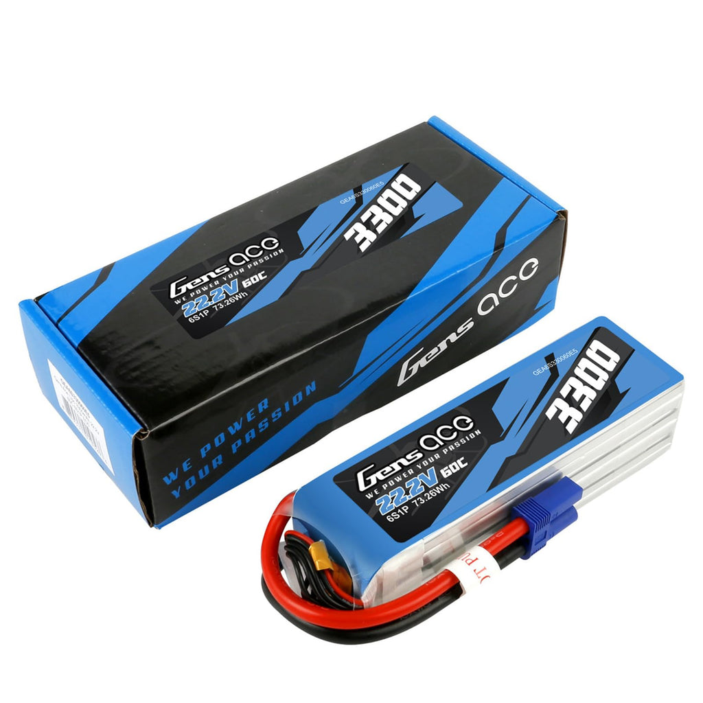 Gens Ace 33006S60E5 3300mAh 22.2V 60C 6S1P Lipo Battery Pack with EC5