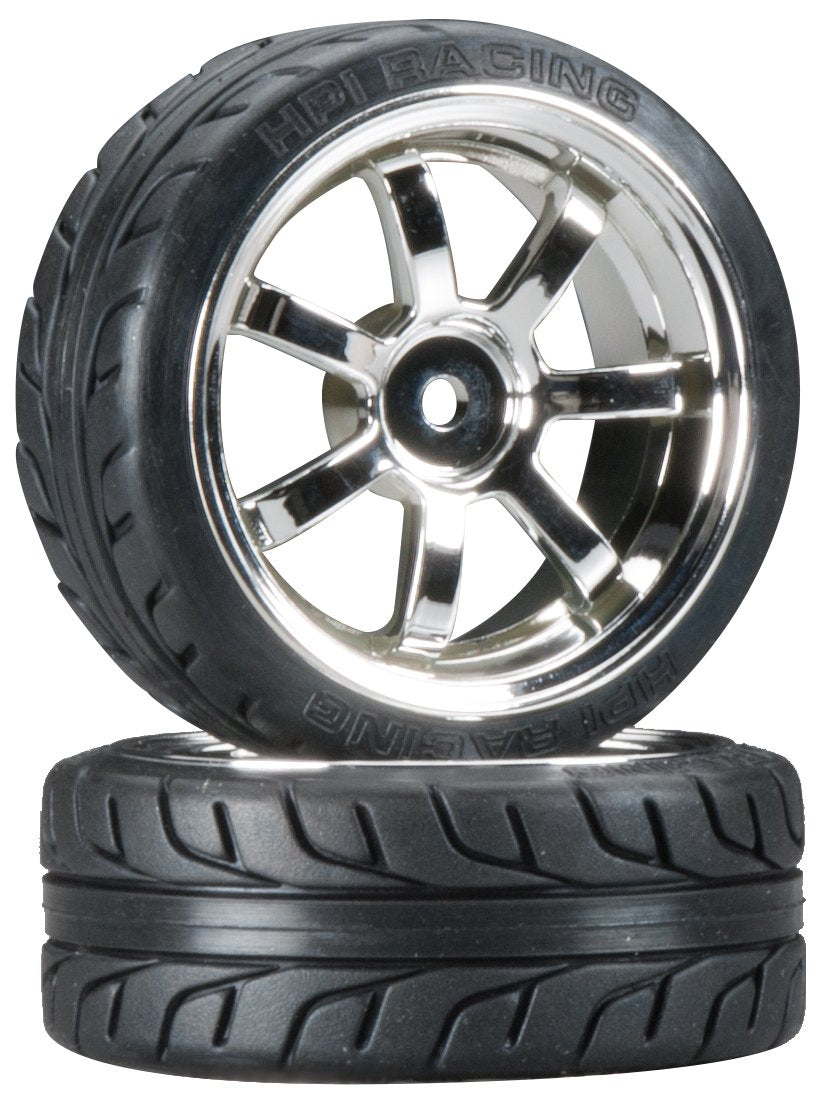 HPI Racing 4738 Mounted T-Grip Tire 26mm Rays 57S-Pro Wheel Chrome