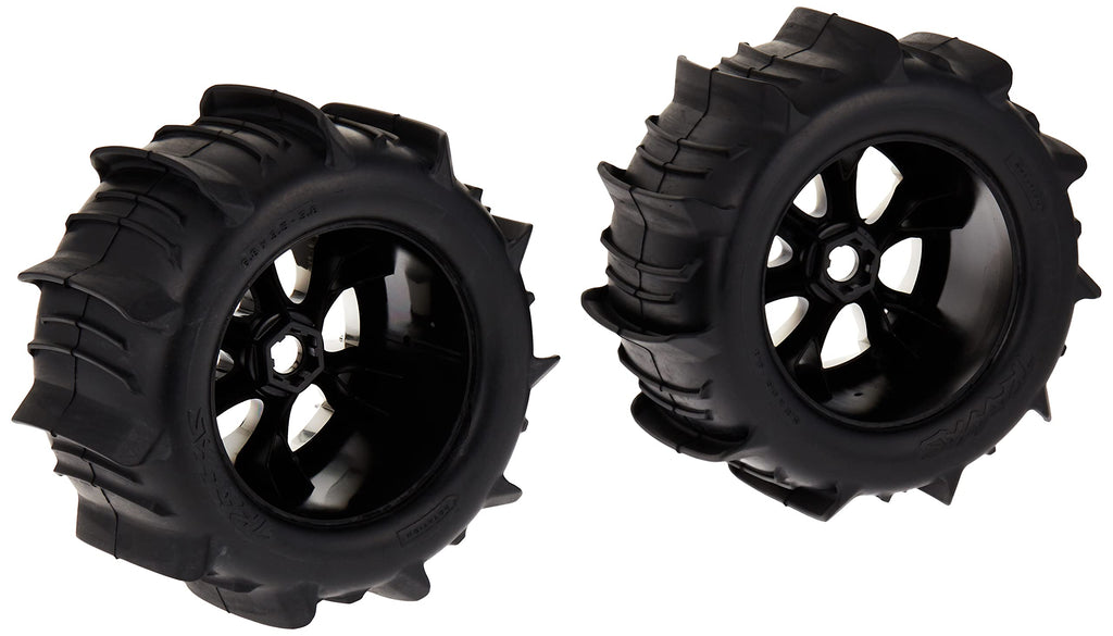 Traxxas 5672 Tires & Wheels,(Geode Chrome Wheels, Paddle Tires, Inserts) (2)