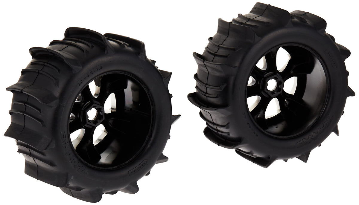 Traxxas 5672 Tires & Wheels,(Geode Chrome Wheels, Paddle Tires, Inserts) (2)