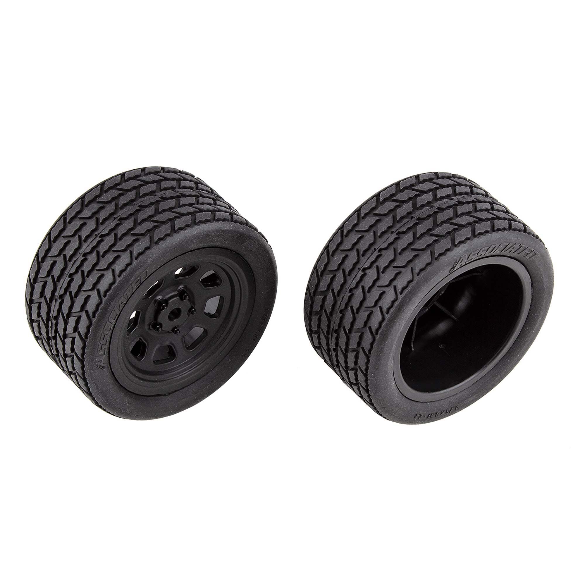 Team Associated 71195 SR10 Rear Wheels with Street Stock Tires, Mounted