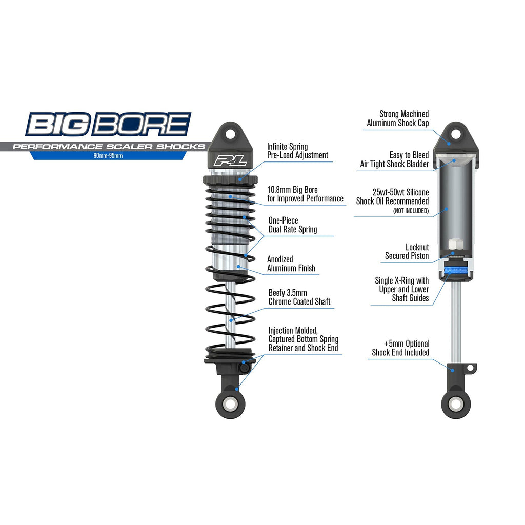 Pro-Line 634300 Big Bore Scaler Shocks (90mm95mm) F/R