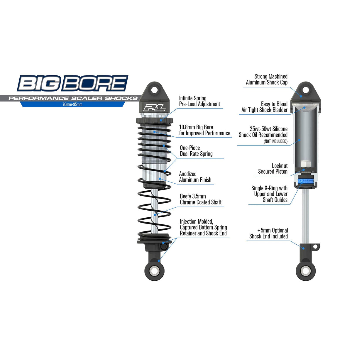 Pro-Line 634300 Big Bore Scaler Shocks (90mm95mm) F/R