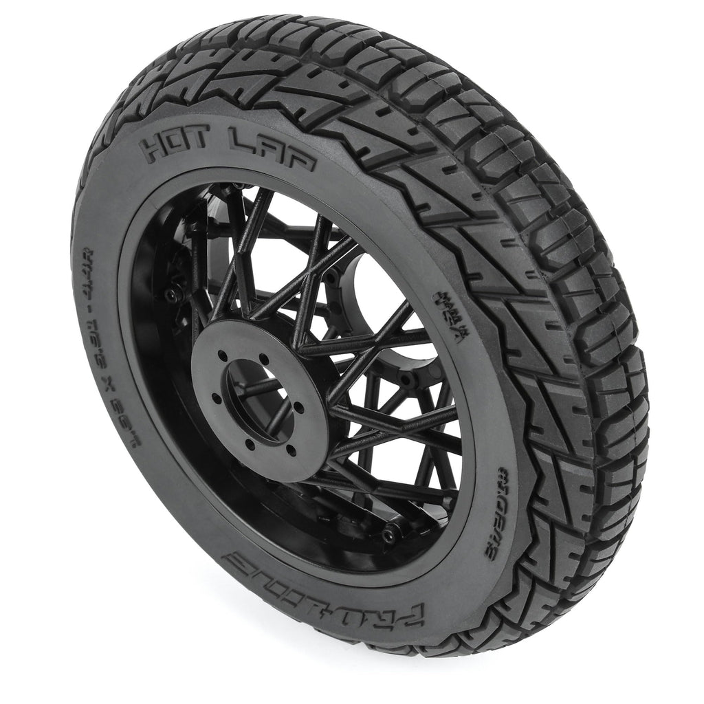 Pro-Line 1024310 Hot Lap S3 Motorcycle Rear Tire Mounted on Black Supermoto Wheel for Promoto-MX Rear