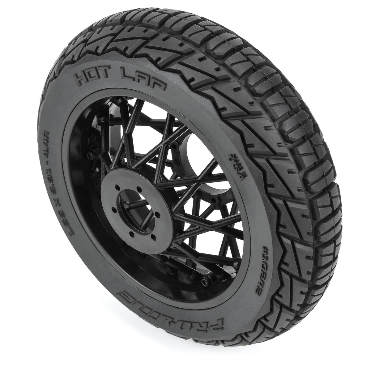 Pro-Line 1024310 Hot Lap S3 Motorcycle Rear Tire Mounted on Black Supermoto Wheel for Promoto-MX Rear