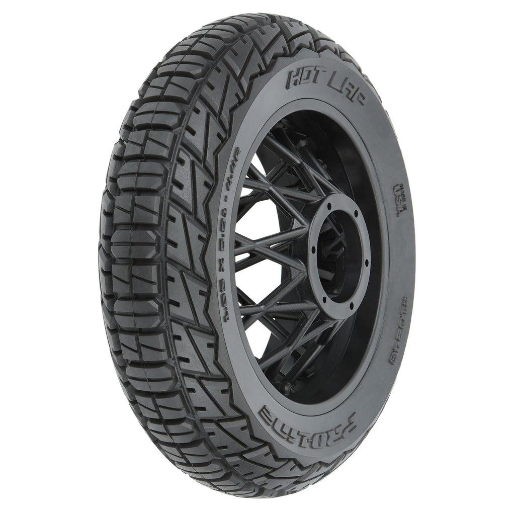 Pro-Line 1024310 Hot Lap S3 Motorcycle Rear Tire Mounted on Black Supermoto Wheel for Promoto-MX Rear