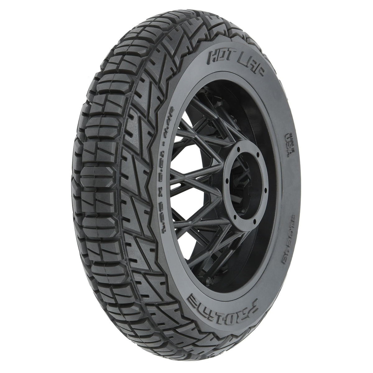 Pro-Line 1024310 Hot Lap S3 Motorcycle Rear Tire Mounted on Black Supermoto Wheel for Promoto-MX Rear