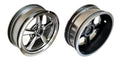Team Associated 71077 Drag Front Wheels, 2.2/3.0in 12mm Hex, Black Chrome