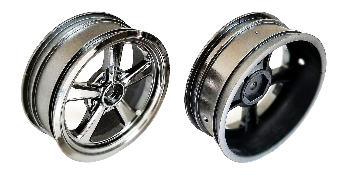 Team Associated 71077 Drag Front Wheels, 2.2/3.0in 12mm Hex, Black Chrome