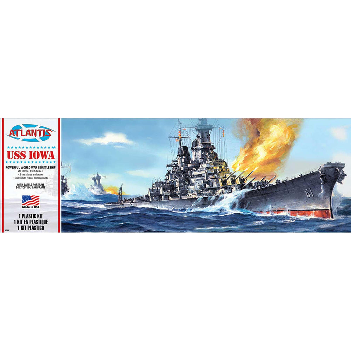 Atlantis H369 USS Iowa BB-61  Big Battleship Plastic Model 1/535