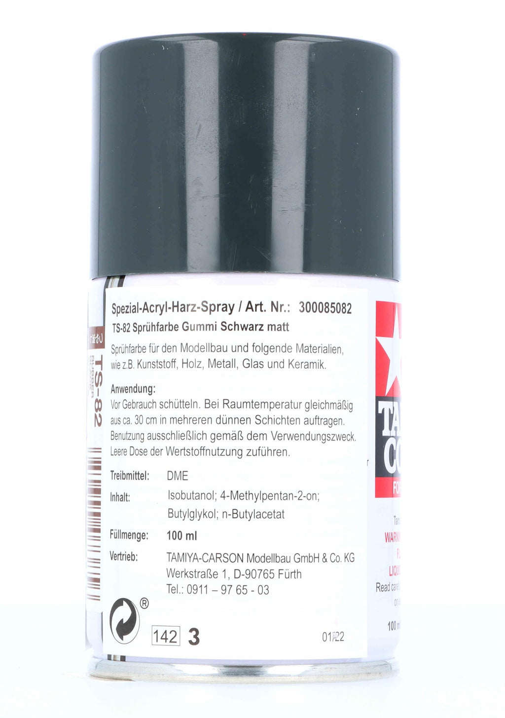 Tamiya 85082 Spray Lacquer TS-82 Black Rubber - 100ml Spray Can