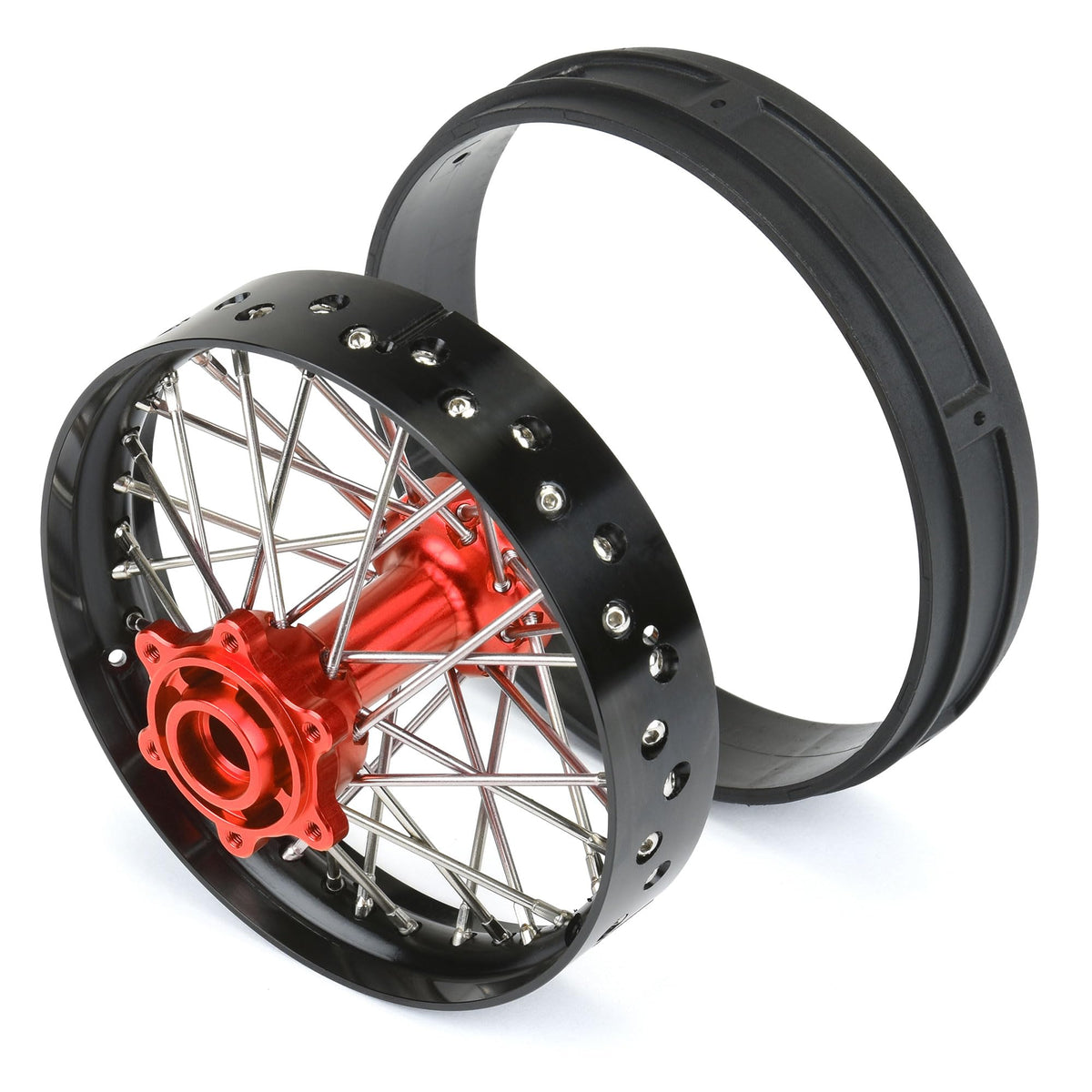 Pro-Line 283700T2 1/4 Pro-Spec Aluminum V2 Bead Rear Wheel, Black/Red: Promoto-MX