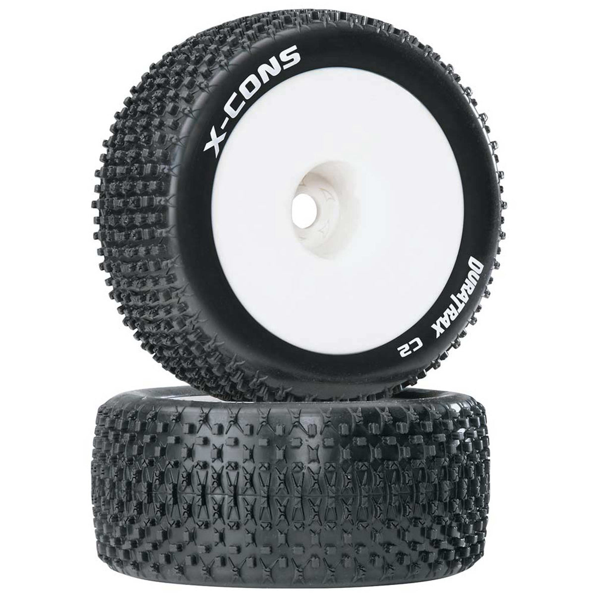 DuraTrax DTXC3662 X-Cons 1/8 Truggy Tire C2 Mounted 1/2 Offset White (2)