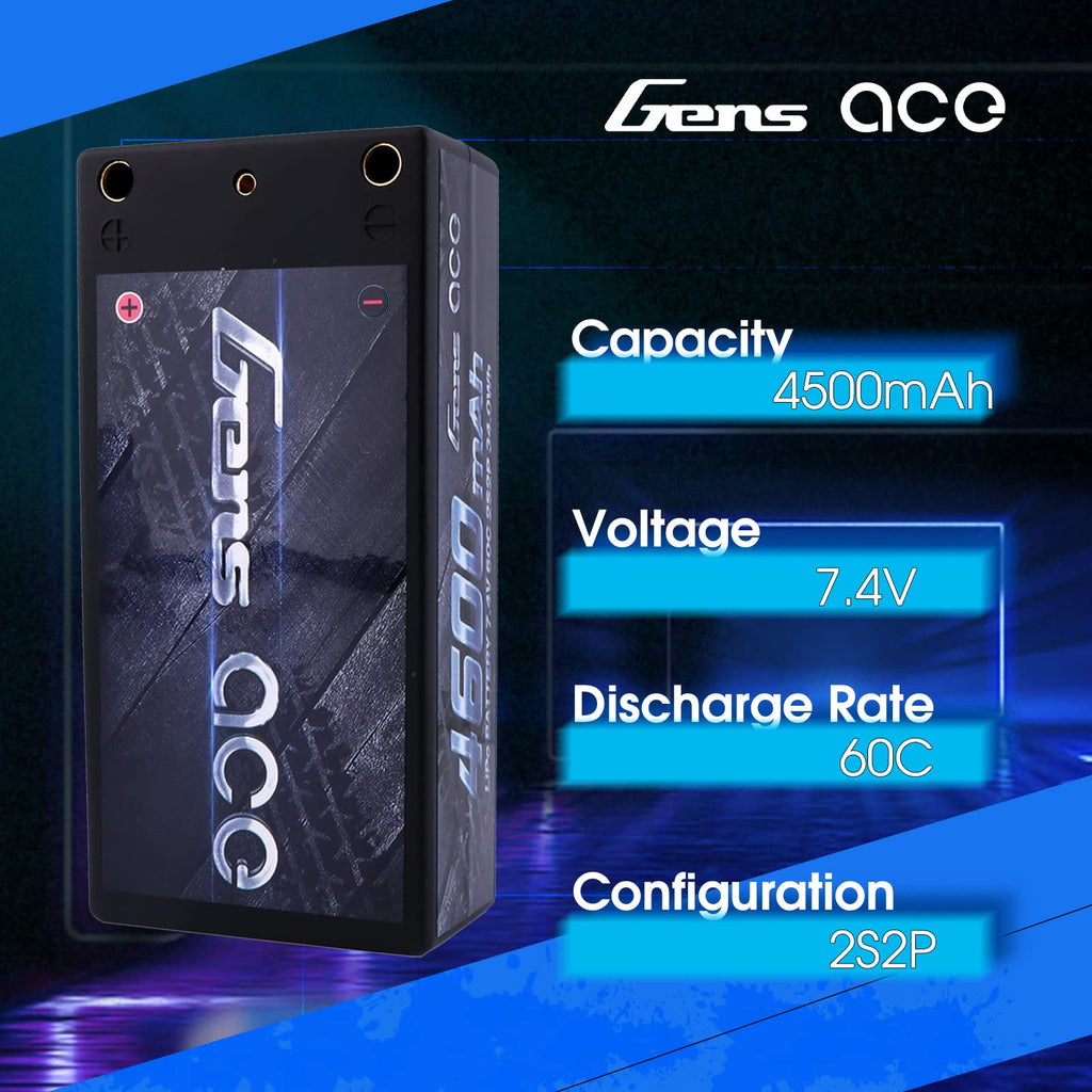 Gens Ace 46002S60D 4600mAh 7.4V 60C 2S2P Lipo Battery Shorty Pack 29#