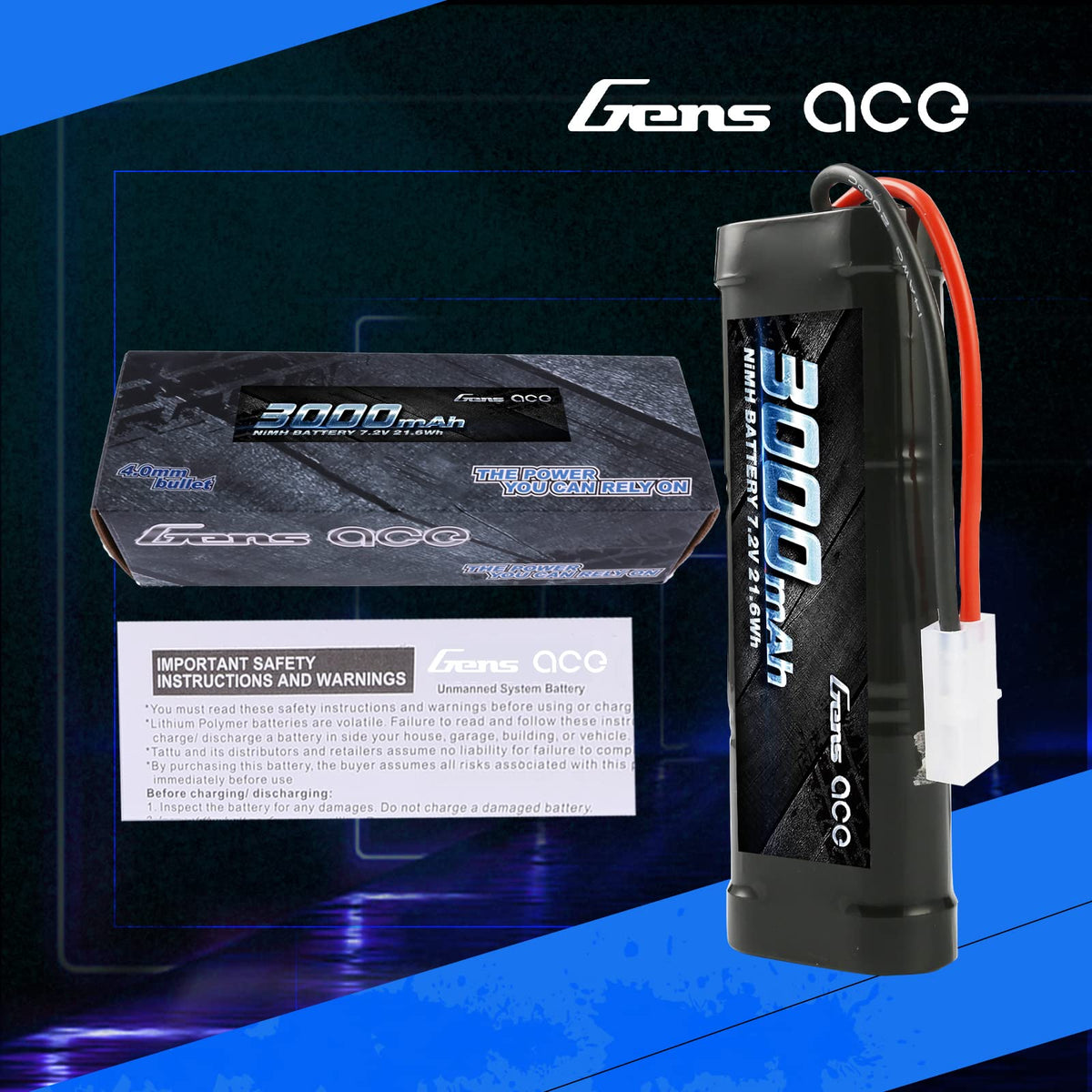 Gens Ace NM30006ST 7.2V 3000mAh 7.2V NiMH: TAM