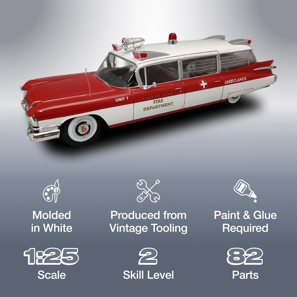 AMT 1395 1959 Cadillac Ambulance w/Gurney 1/25