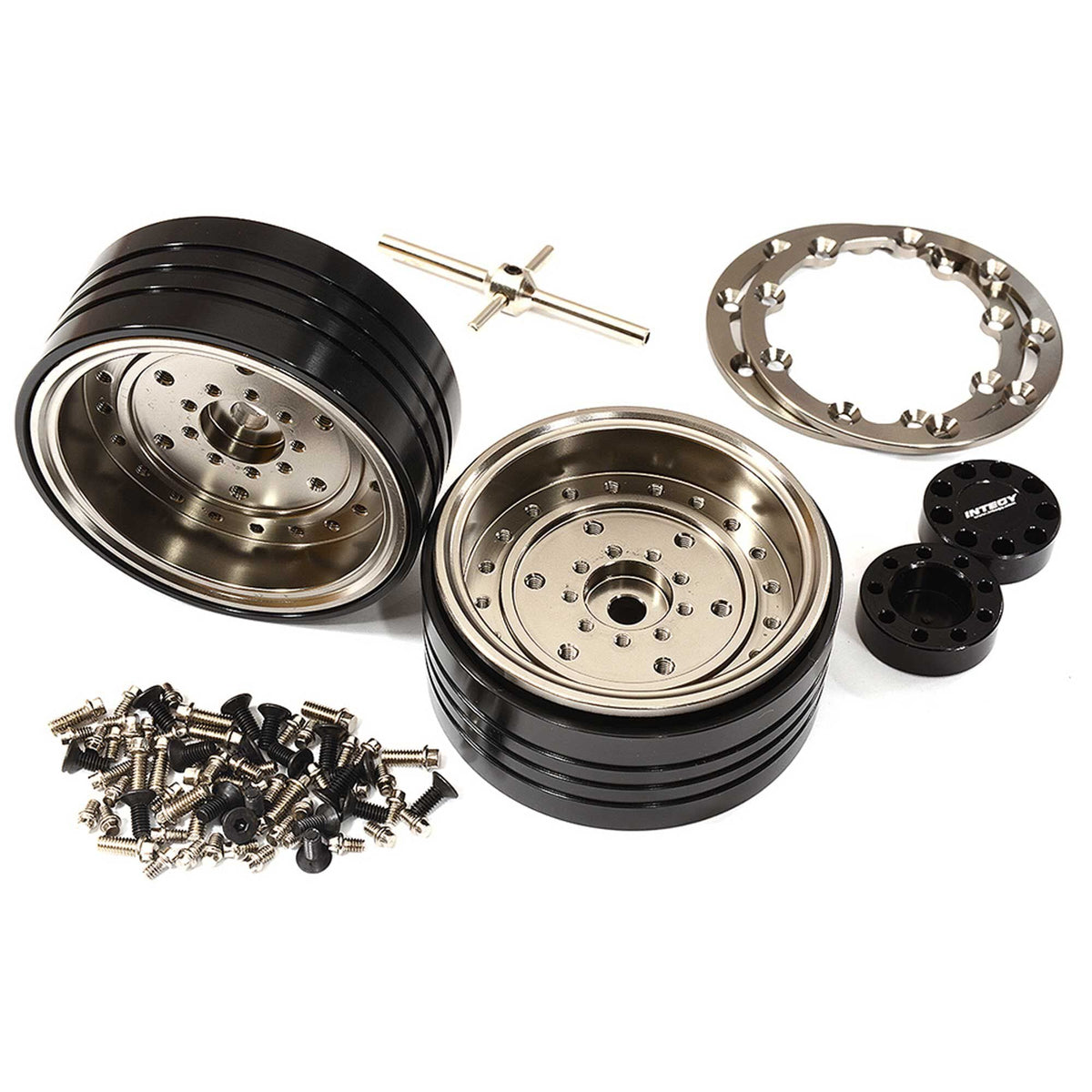Integy C29151GREY Alloy Beadlock Wheels for 1/10 Enduro Sendero Grey