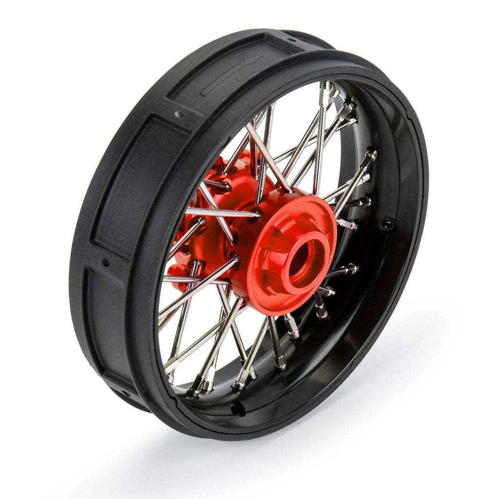 Pro-Line 284700T2 Pro-Spec Aluminum V2 Bead Front Wheel Assembled, Black/Red for Losi Promoto-SM