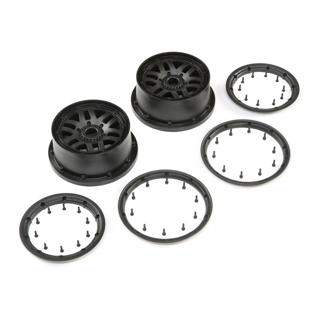 Losi LOS45025 Wheel & Beadlock Set, Black (2): 5ive-T 2.0