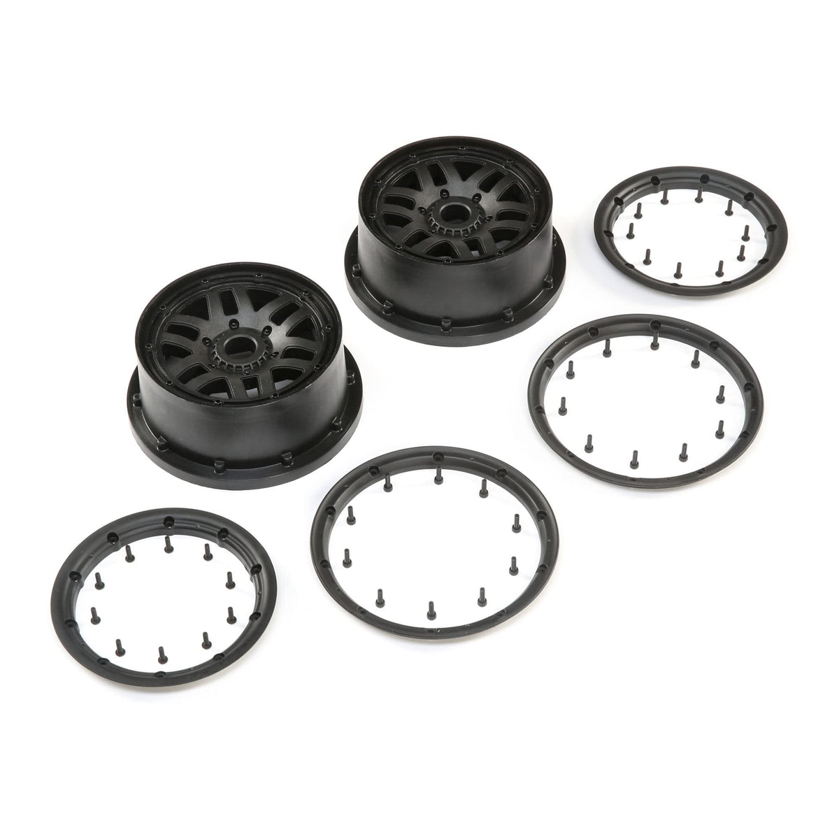 Losi LOS45025 Wheel & Beadlock Set, Black (2): 5ive-T 2.0