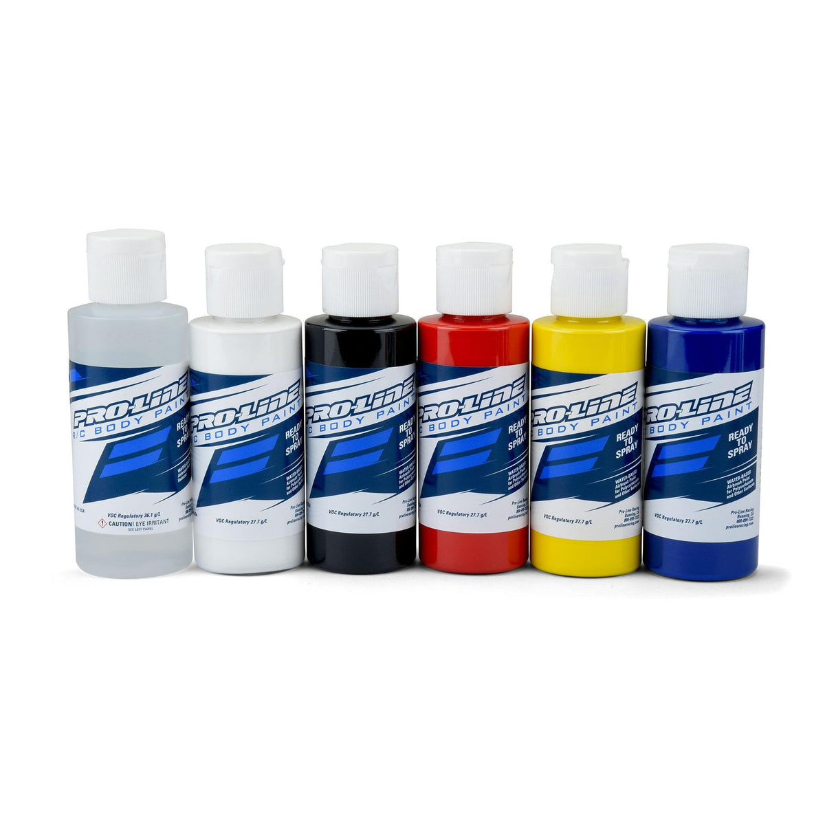 Pro-Line 632300 RC Body Paint Primary Colors (6 Pack)  Paint Reducer, White, Black, Red, Yellow, Blue