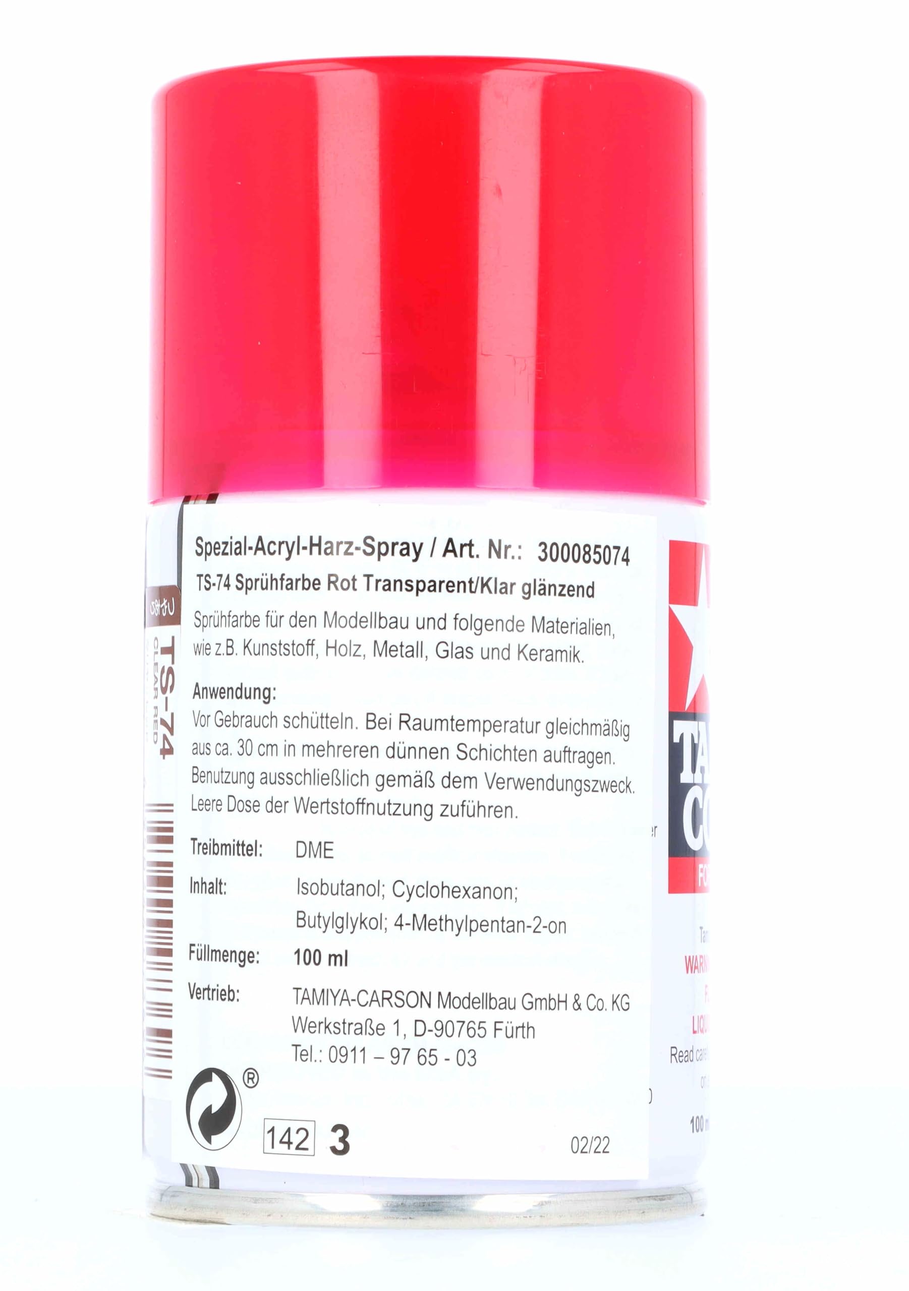 Tamiya 85074 Spray Lacquer TS-74 Clear Red - 100ml Spray Can
